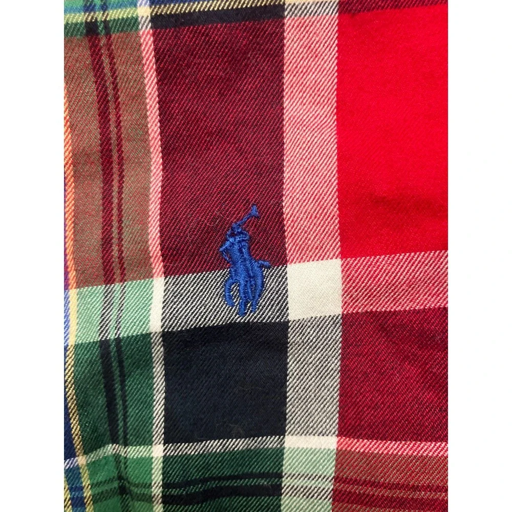 Ralph Lauren Flannel Shirt Boys 5 Multicolor Tartan Plaid Pony Logo Button Down‎